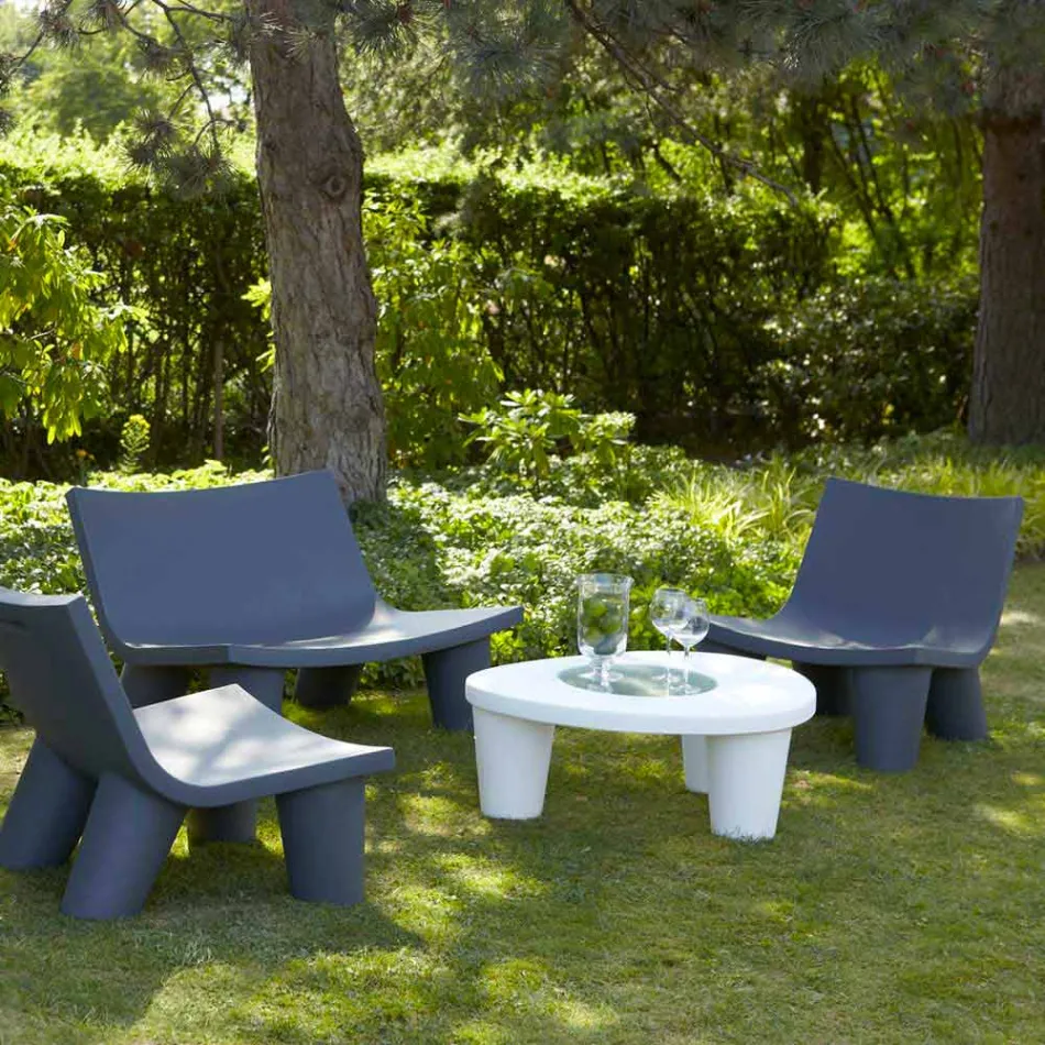 Table basse Low Slide Lita Table en polyéthylène et verre fabriqué en Italie Viadurini