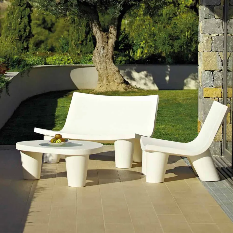 Table basse Low Slide Lita Table en polyéthylène et verre fabriqué en Italie Viadurini