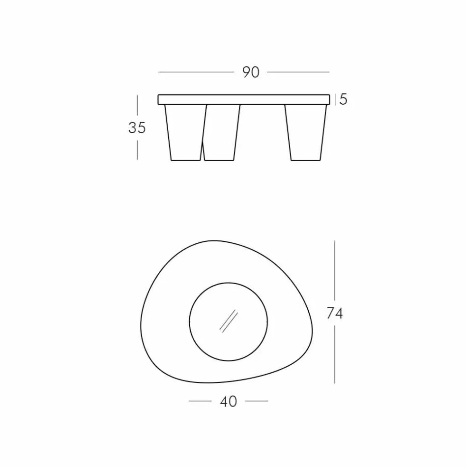 Table basse Low Slide Lita Table en polyéthylène et verre fabriqué en Italie Viadurini