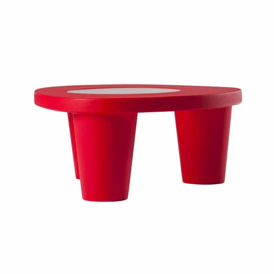 Table basse Low Slide Lita Table en polyéthylène et verre fabriqué en Italie Viadurini