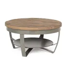 Table basse ronde de salon en manguier et acier - Moncheri Viadurini