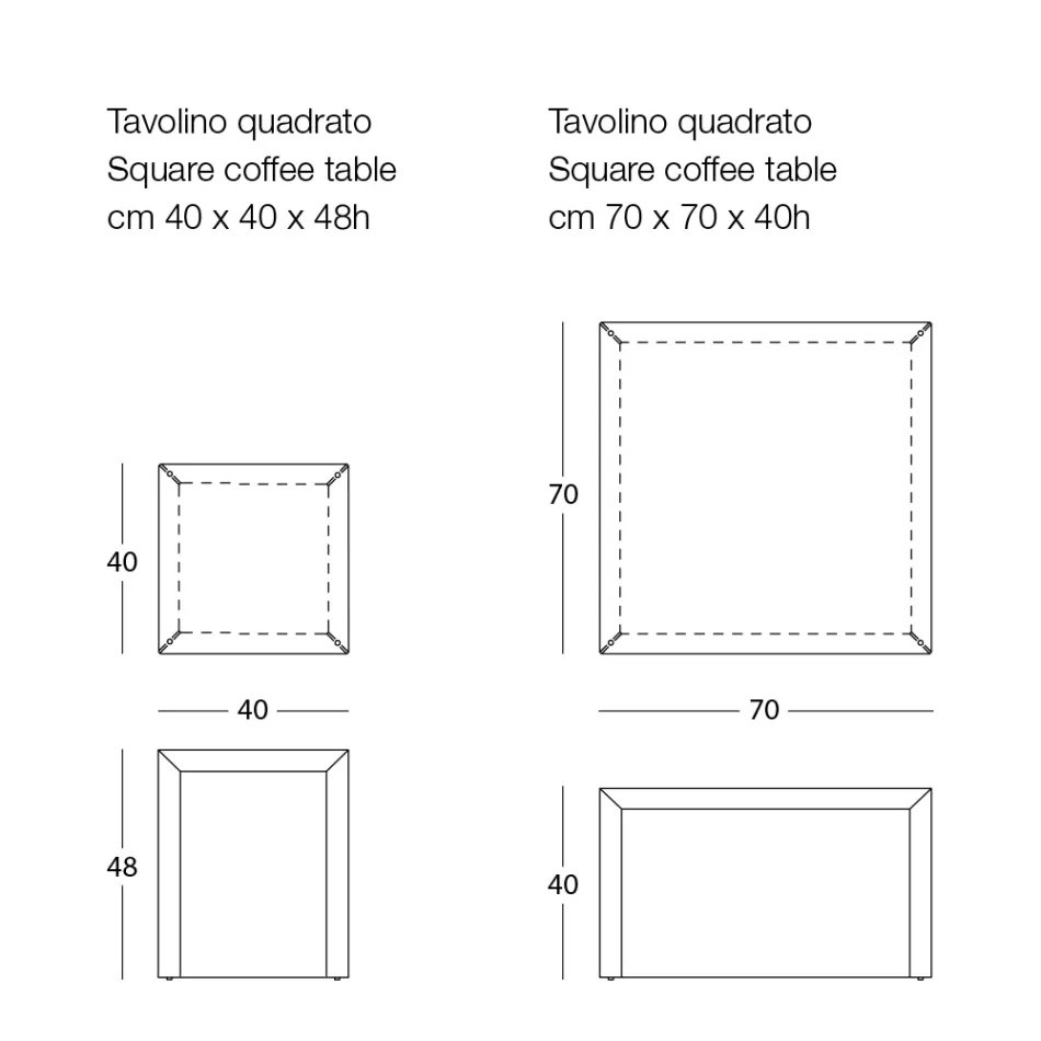 Table basse carrée design en métal en 2 tailles - Josyane Viadurini