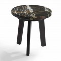 Table basse cocktail dessus en marbre noir-doré, diamètre 45cm, Selmo