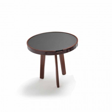 Table de cocktail avec un design haut en cuir noir, 60 cm de diamètre, Selmo Viadurini