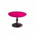 Table basse cocktail de salon avec dessus laqué rose, diam. 70cm, Nik