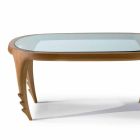 Table basse en bois et des cocktails conception en cuir, l.97xp.68 cm, Cecilia Viadurini