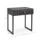 Table de Chevet en Acier et Bois de Manguier de Design Ethnique - Mireo Viadurini