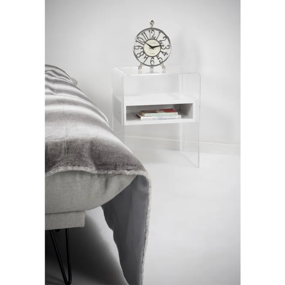 Table de Chevet Recyclable en Plexiglas Transparent et Bois - Pascoli Viadurini