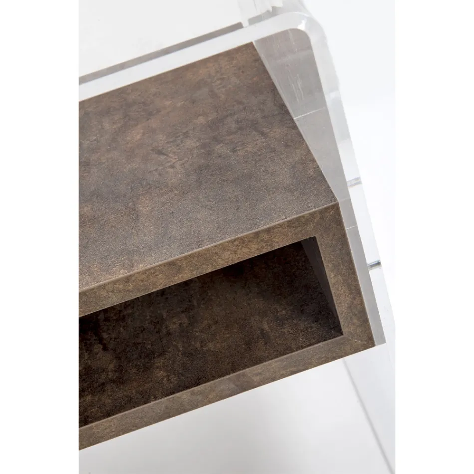 Table de Chevet Recyclable en Plexiglas Transparent et Bois - Pascoli Viadurini