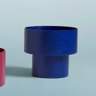 Table de chevet ronde de design moderne en bois bordeaux ou bleu - Vinnie Viadurini