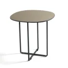 Table basse avec piètement en métal, miroir et plateau en céramique effet marbre - Gisella Viadurini