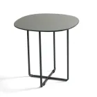 Table basse avec piètement en métal, miroir et plateau en céramique effet marbre - Gisella Viadurini