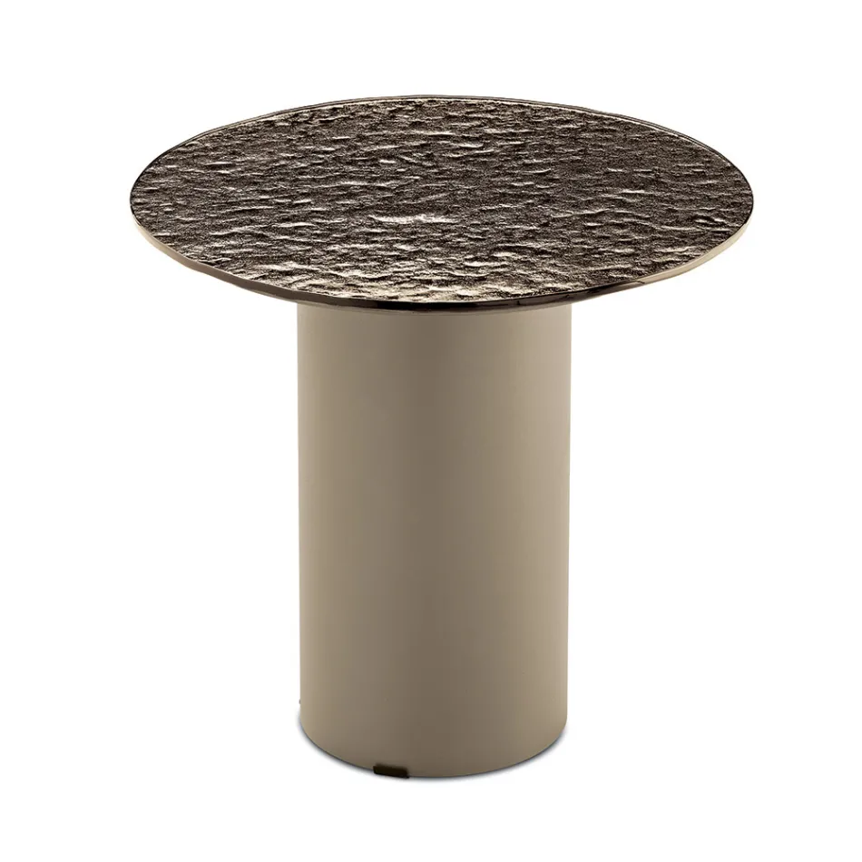 Table basse avec piètement en métal et plateau en miroir ou en verre de Ø45 cm - Flaminia Viadurini