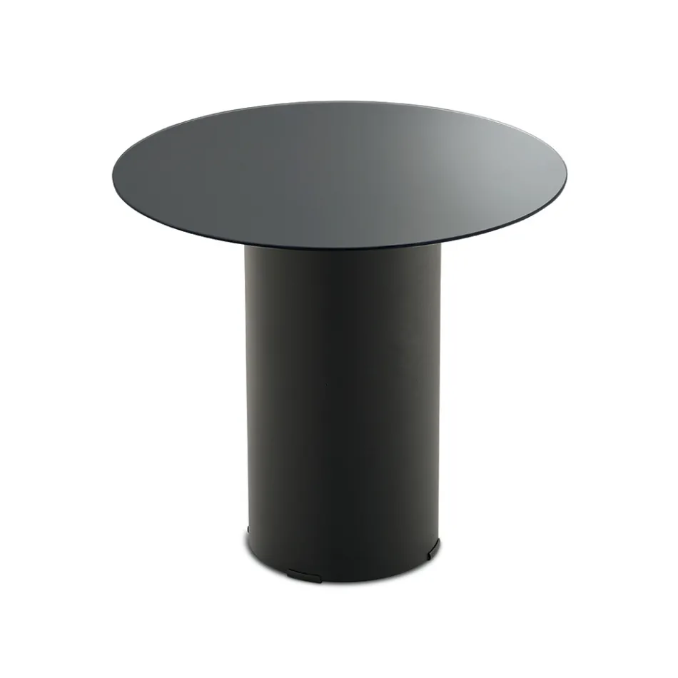 Table basse avec piètement en métal et plateau en miroir ou en verre de Ø45 cm - Flaminia Viadurini