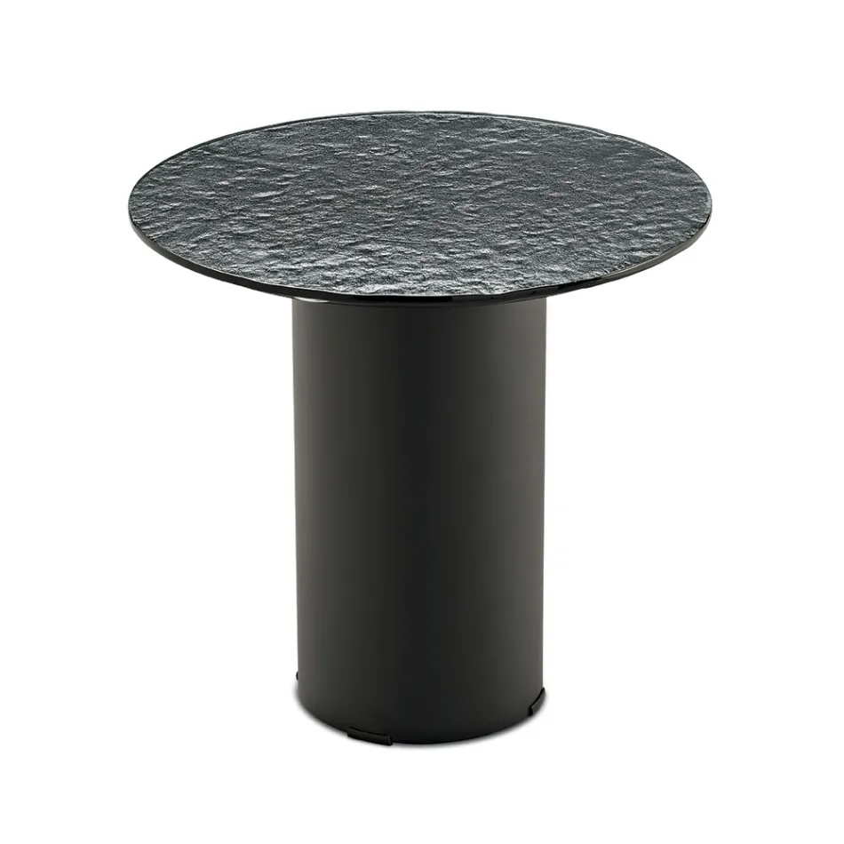 Table basse avec piètement en métal et plateau en miroir ou en verre de Ø45 cm - Flaminia Viadurini