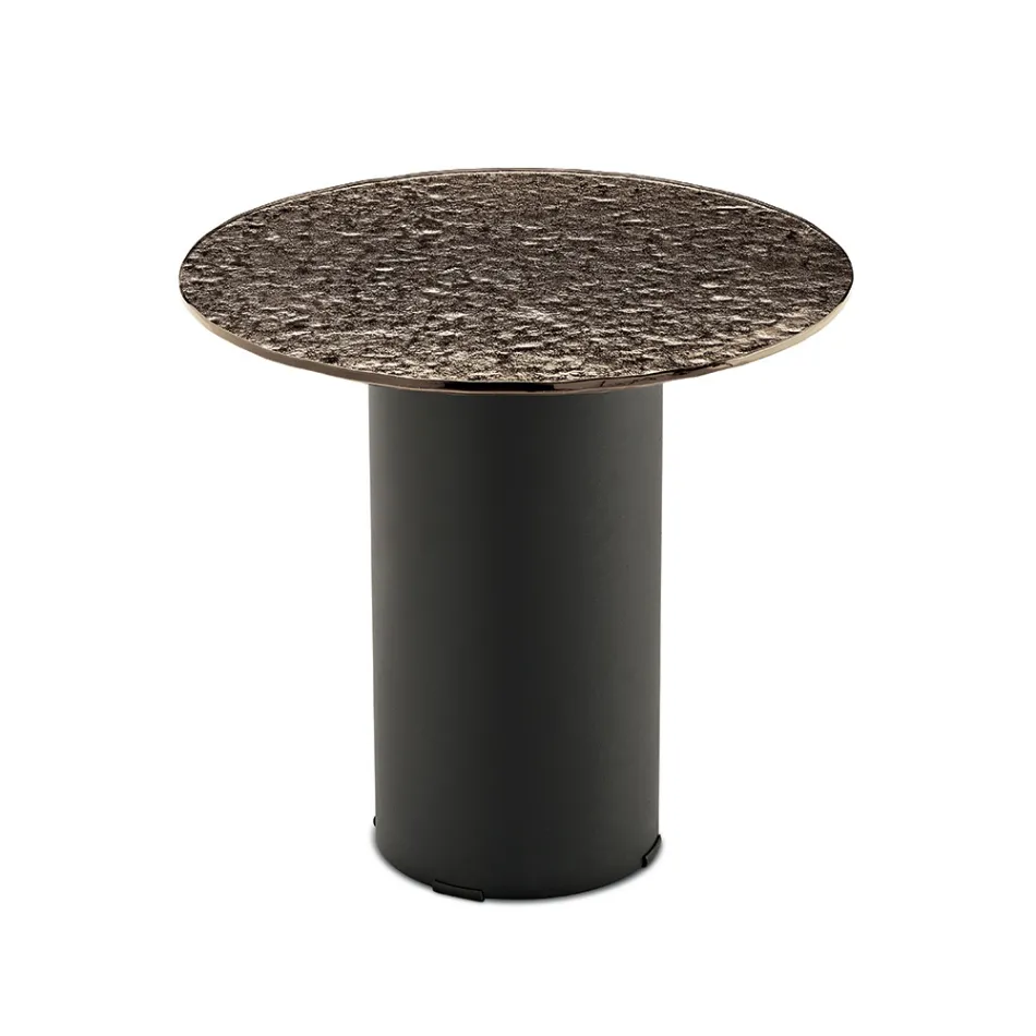 Table basse avec piètement en métal et plateau en miroir ou en verre de Ø45 cm - Flaminia Viadurini