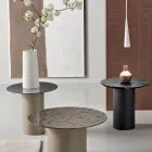 Table basse avec piètement en métal et plateau en miroir ou en verre de Ø45 cm - Flaminia Viadurini