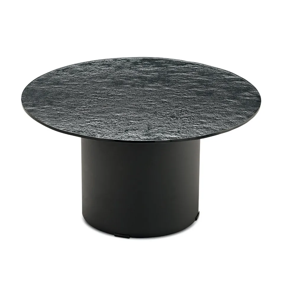 Table basse avec piètement en métal et plateau en miroir ou en verre de Ø60 cm - Flaminia Viadurini