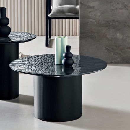 Table basse avec piètement en métal et plateau en miroir ou en verre de Ø60 cm - Flaminia Viadurini