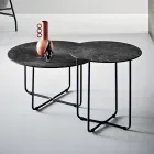 Table basse avec miroir et plateau en céramique effet marbre, fabriquée en Italie - Giusta Viadurini
