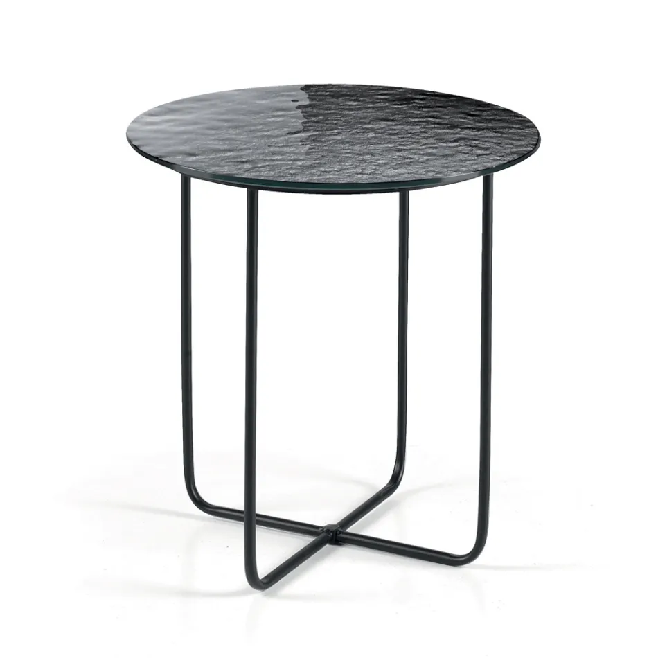 Table basse avec miroir et plateau en céramique effet marbre, fabriquée en Italie - Giusta Viadurini