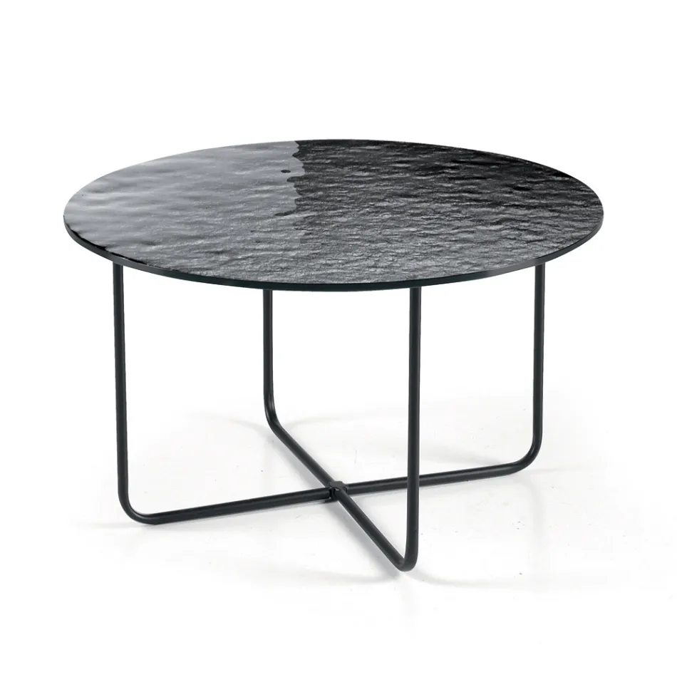 Table basse avec miroir et plateau en céramique effet marbre, fabriquée en Italie - Giusta Viadurini