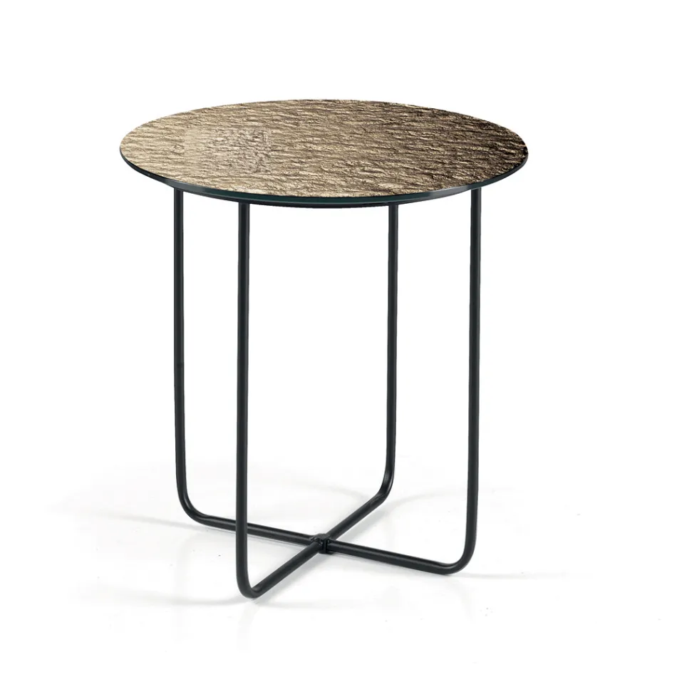 Table basse avec miroir et plateau en céramique effet marbre, fabriquée en Italie - Giusta Viadurini