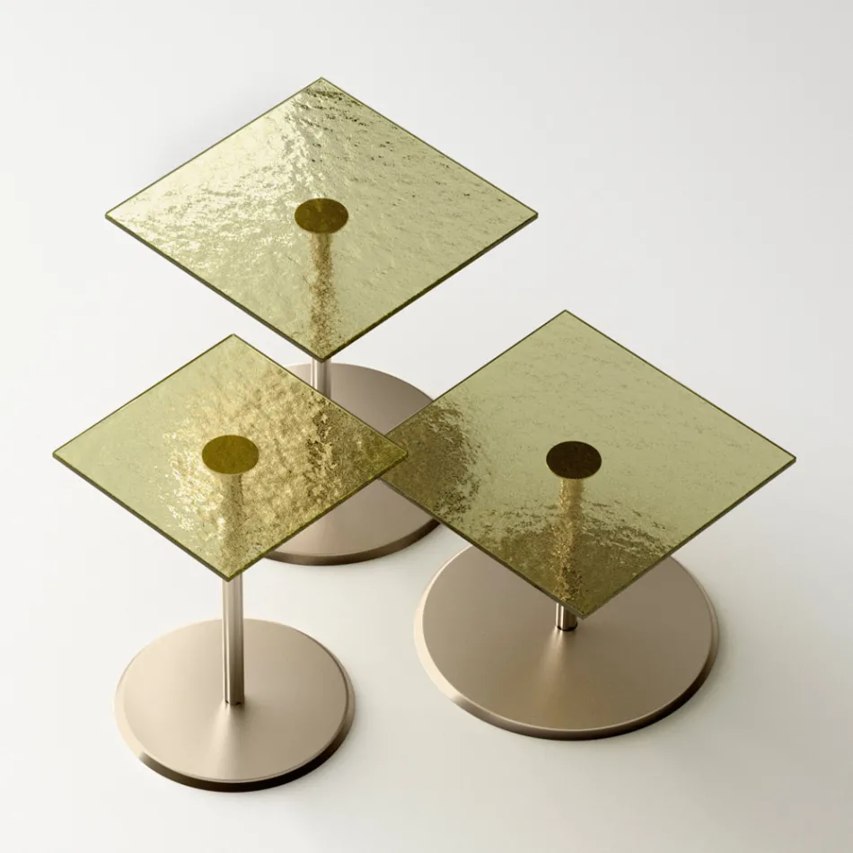 Table basse avec plateau carré en verre ou en métal Made in Italy - Anakin Viadurini