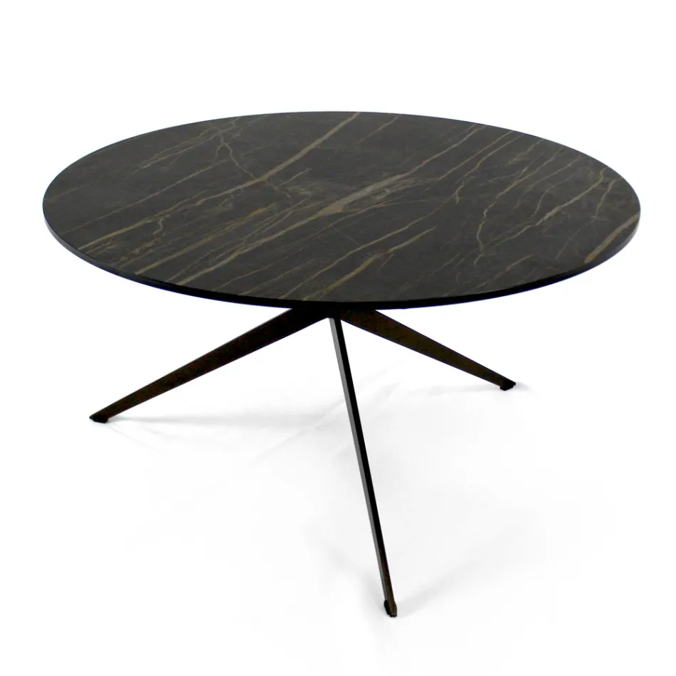 Table basse avec plateau rond en grès Made in Italy - Siste Viadurini
