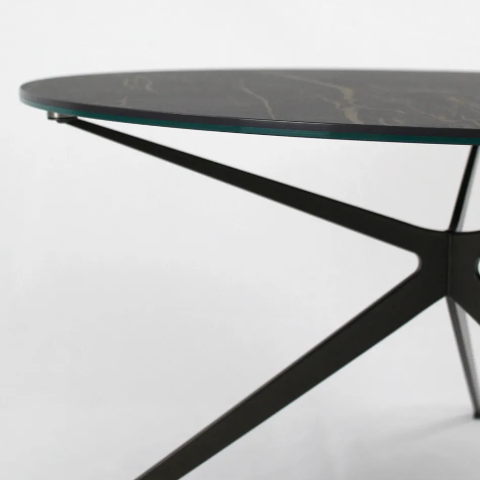 Table basse avec plateau rond en grès Made in Italy - Siste Viadurini