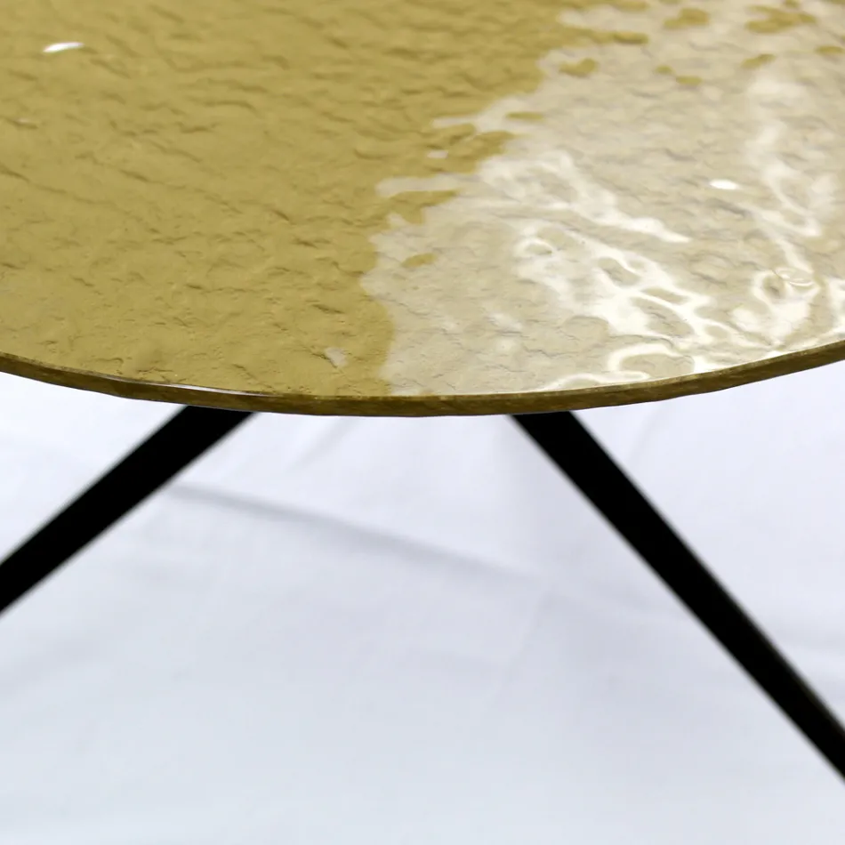 Table basse avec plateau rond en verre Made in Italy - Siste Viadurini
