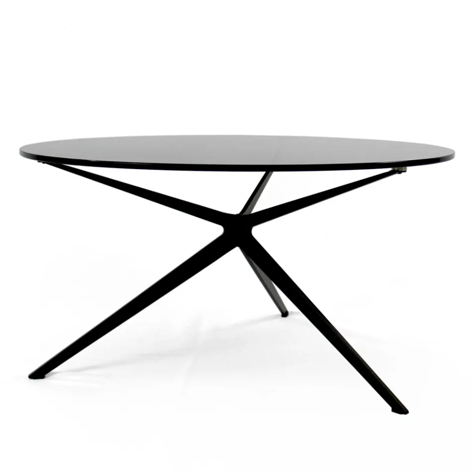 Table basse avec plateau rond en verre Made in Italy - Siste Viadurini