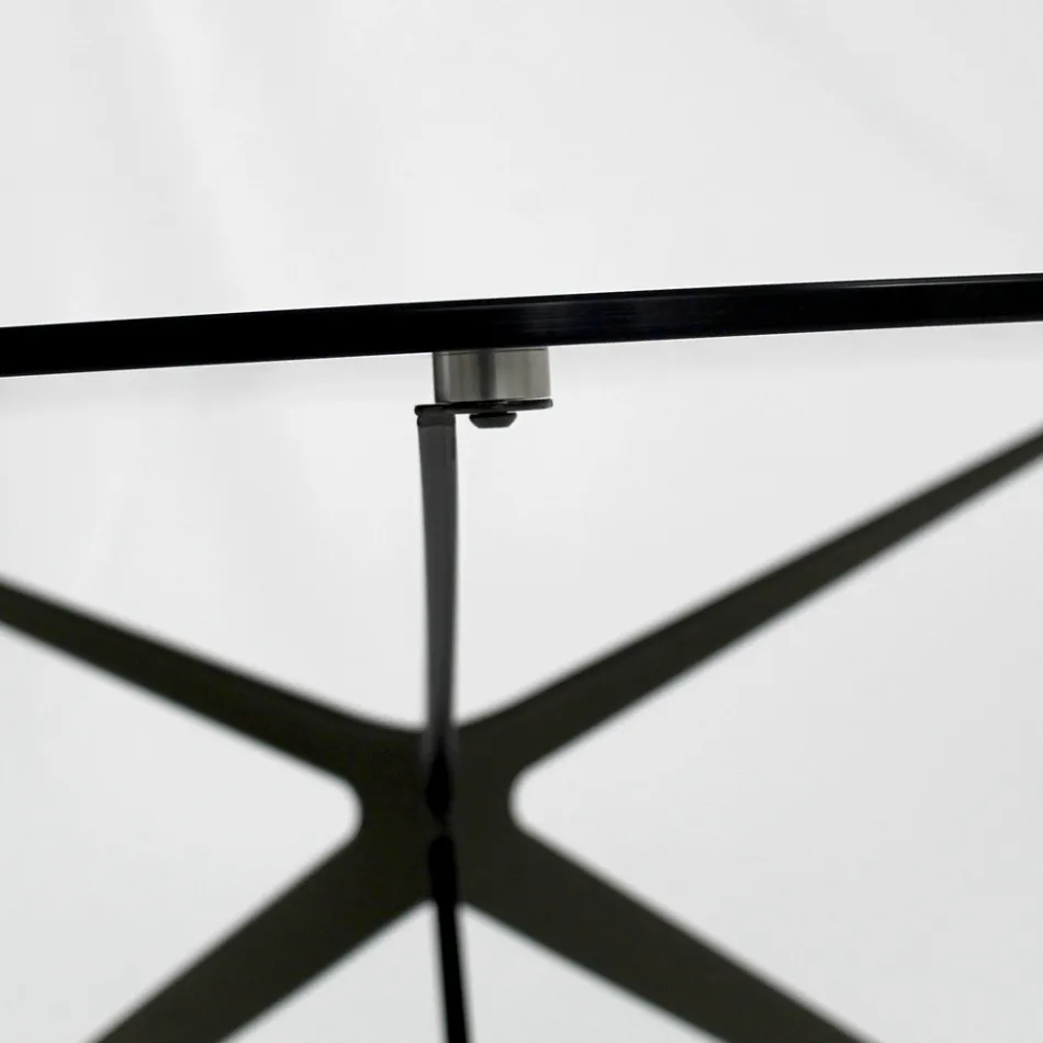 Table basse avec plateau rond en verre Made in Italy - Siste Viadurini