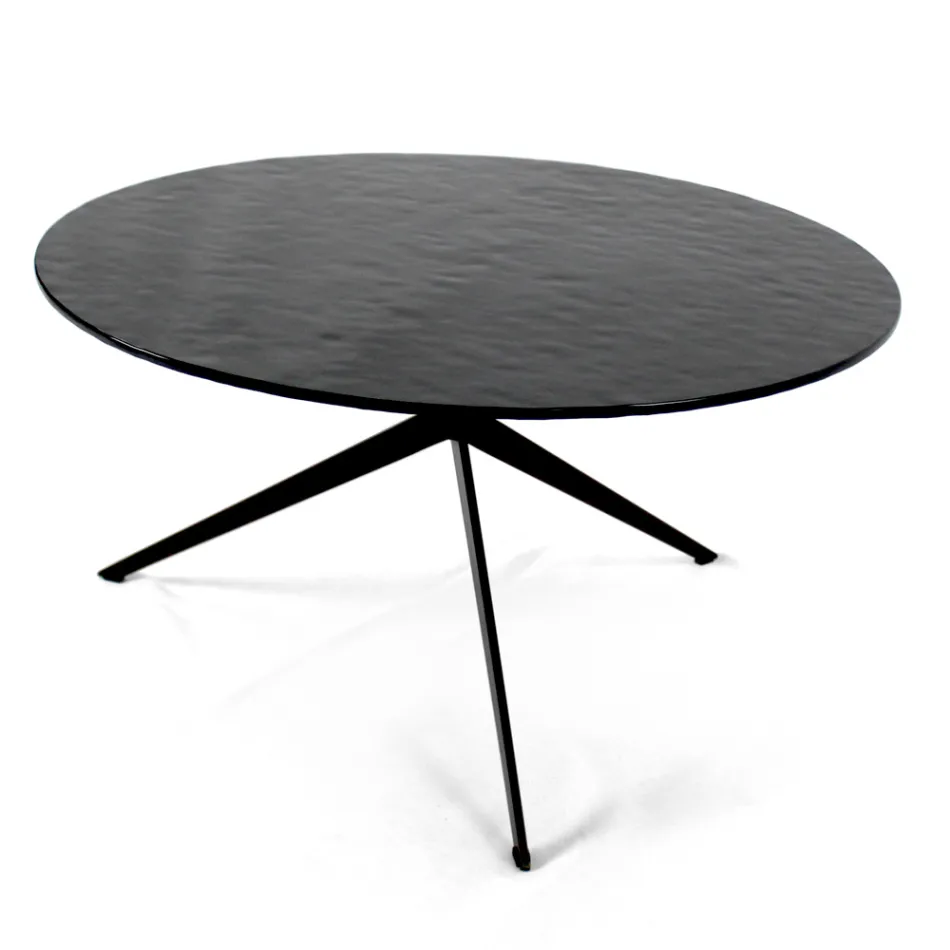 Table basse avec plateau rond en verre Made in Italy - Siste Viadurini