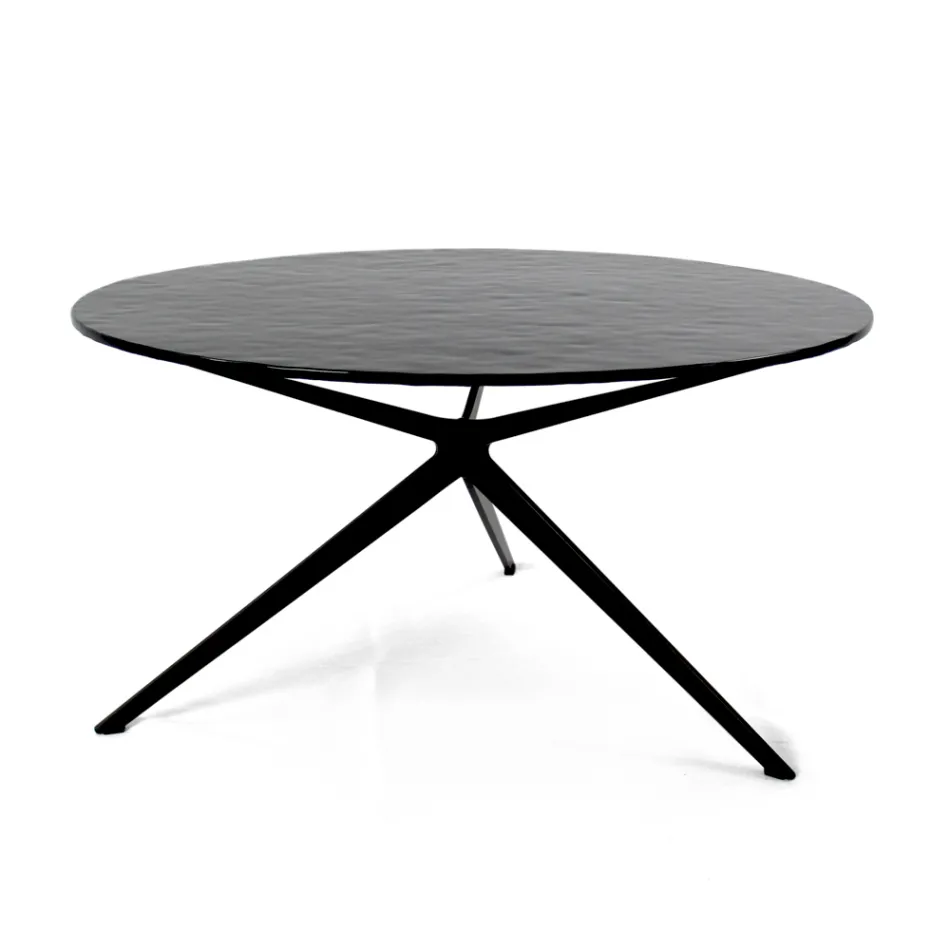 Table basse avec plateau rond en verre Made in Italy - Siste Viadurini