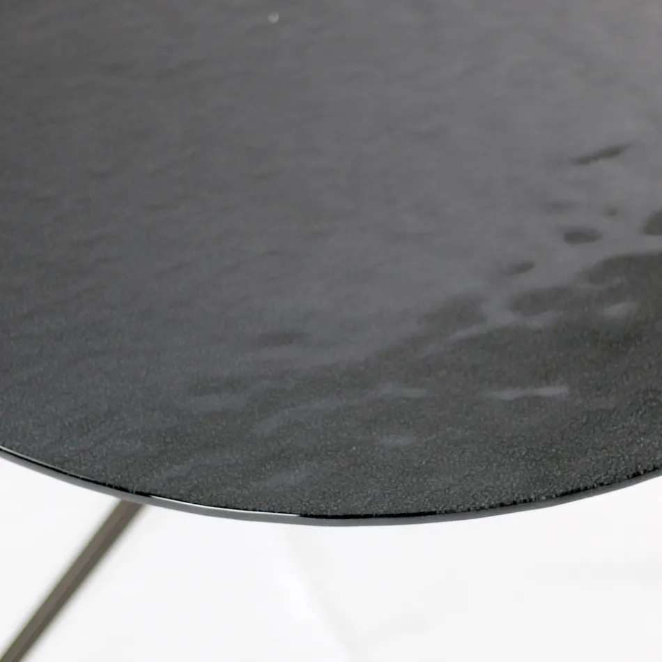 Table basse avec plateau rond en verre Made in Italy - Siste Viadurini