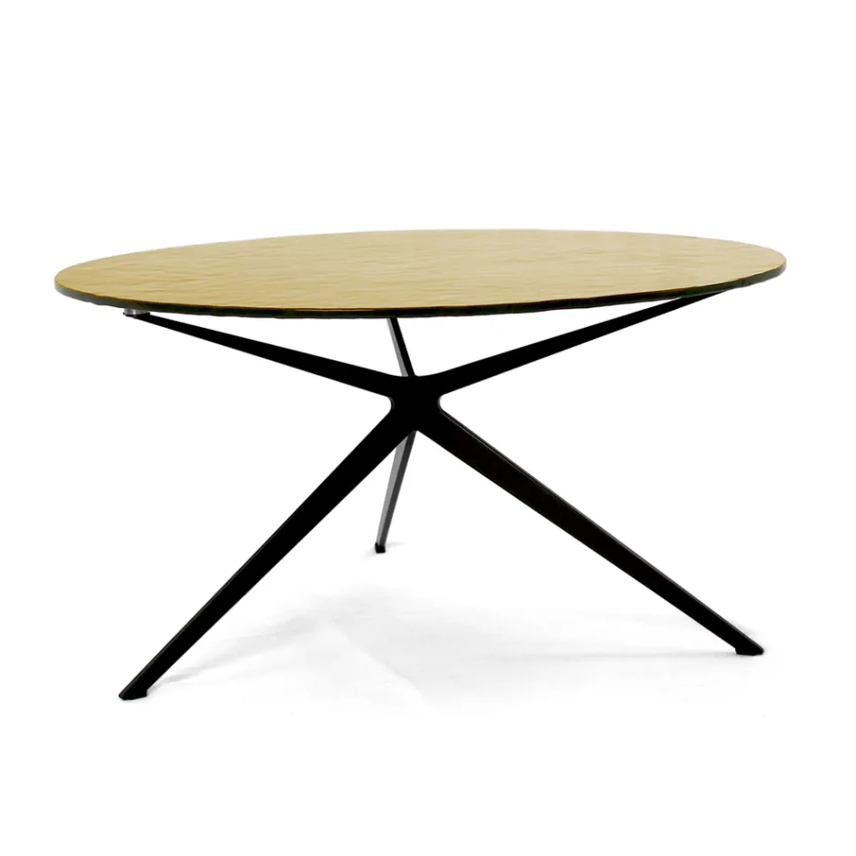 Table basse avec plateau rond en verre Made in Italy - Siste Viadurini