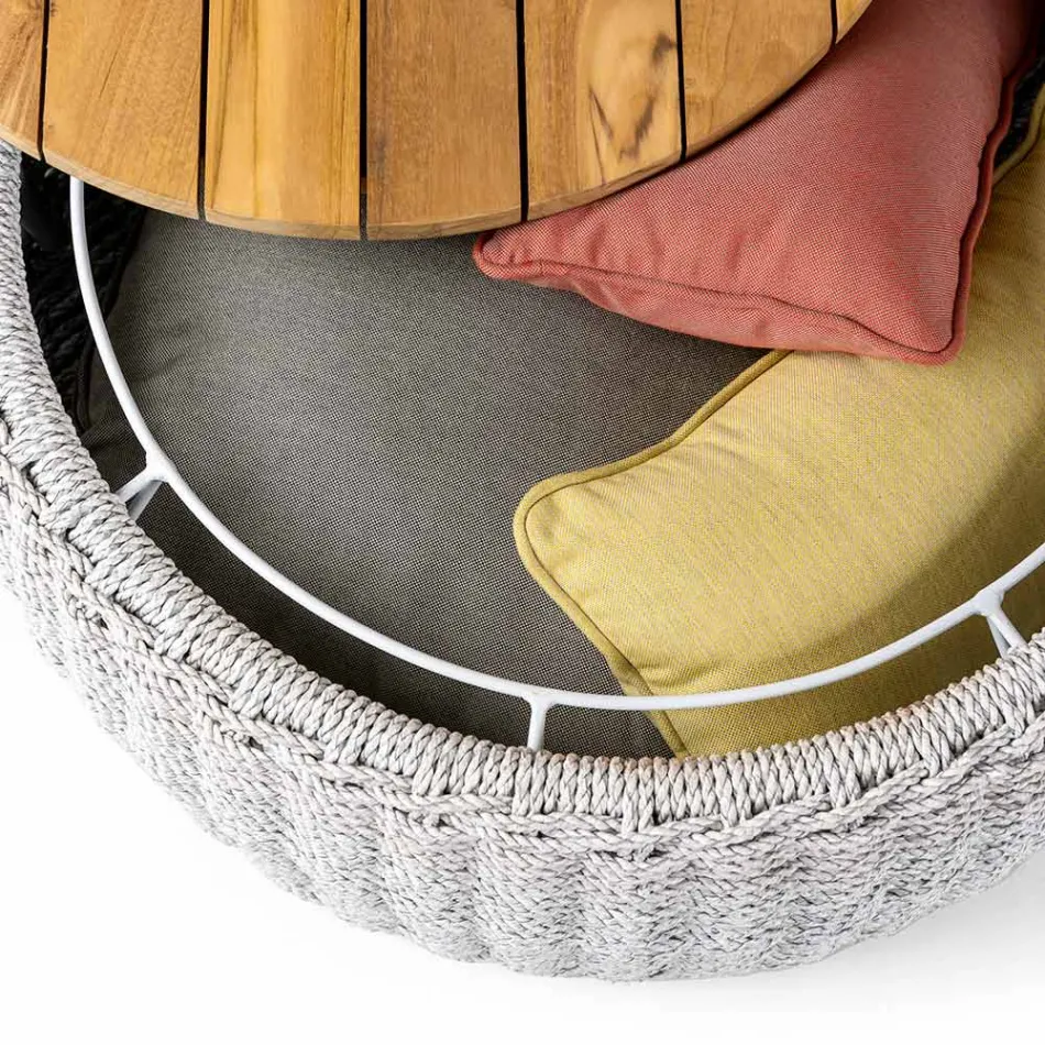 Table Conteneur de Jardin en Teck et Tressage Cordage - Arjuna Viadurini