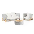 Table de jardin en teck et corde tressée - Arjuna Viadurini