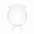 Table d'appoint/de rangement blanche ronde Biffy, faite en Italie