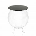 Table d'appoint/de rangement noire ronde Biffy, faite en Italie