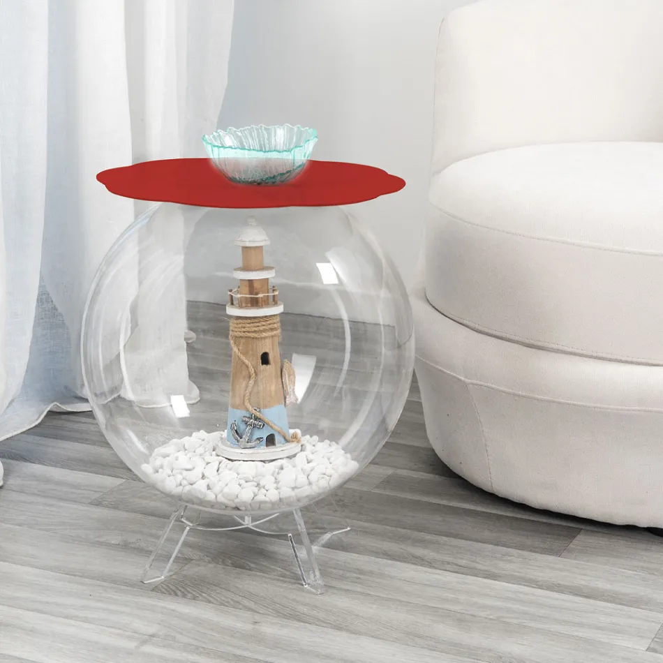 Table basse / conteneur ronde rouge Biffy, design moderne fabriqué en Italie Viadurini