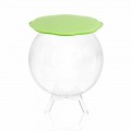 Table d'appoint/de rangement verte ronde Biffy, faite en Italie