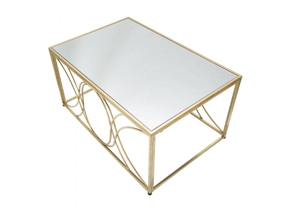 Table Basse avec Plateau Miroir et Structure en Fer - Emilia Viadurini