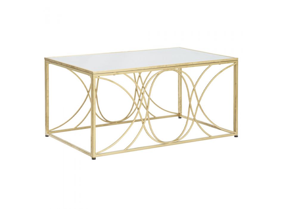 Table Basse avec Plateau Miroir et Structure en Fer - Emilia Viadurini