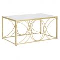 Table basse dorée avec plateau en miroir et structure en fer - Emilia