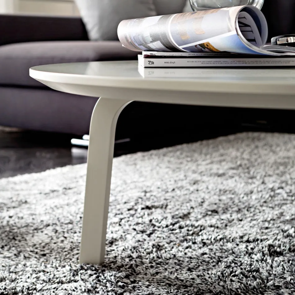 Table basse avec plateau rond en Mdf laqué Made in Italy - Tobiko Viadurini