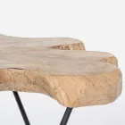 Table basse de salon en acier noir et bois de teck naturel - Perlana Viadurini