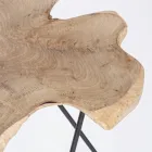 Table basse de salon en acier noir et bois de teck naturel - Perlana Viadurini