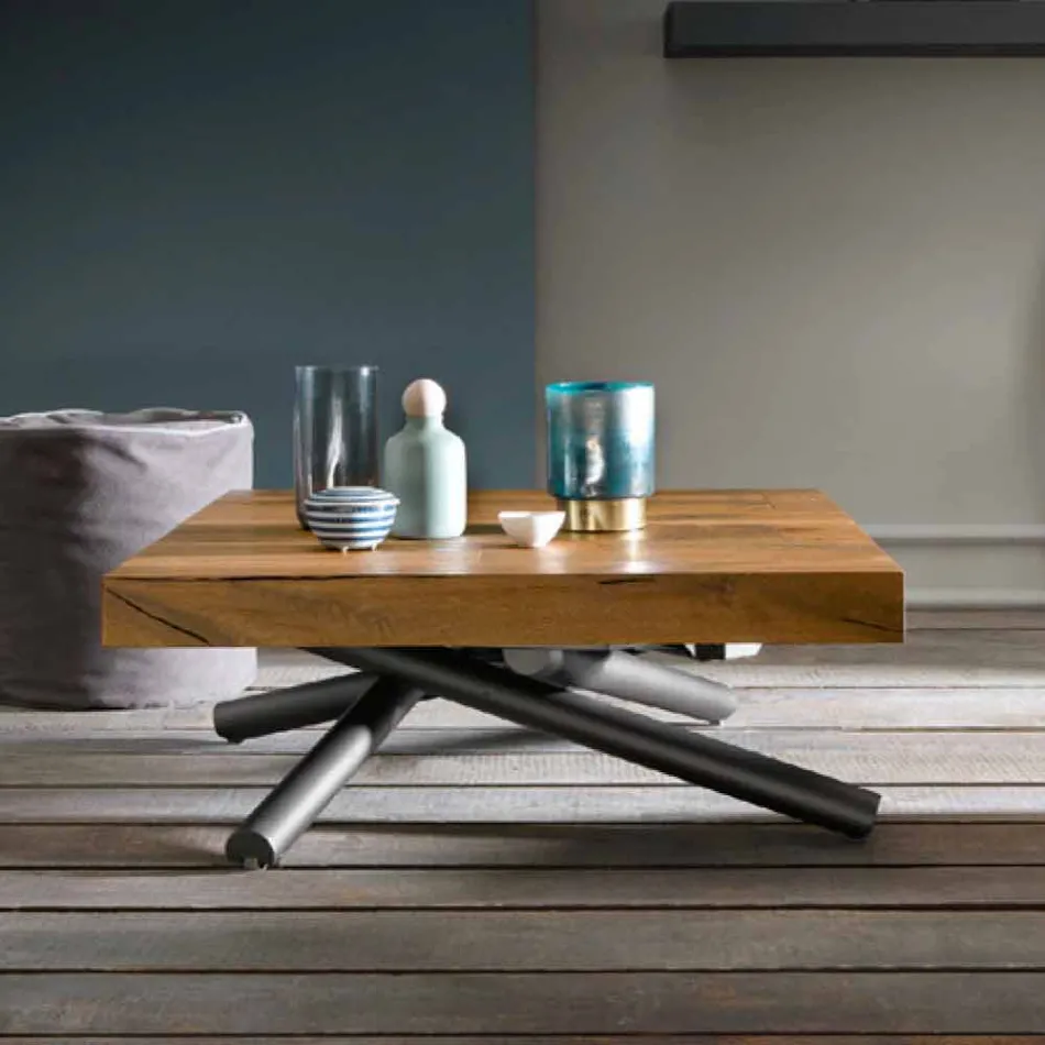 Table basse design transformable en bois Made in Italy - Vincenzo Viadurini